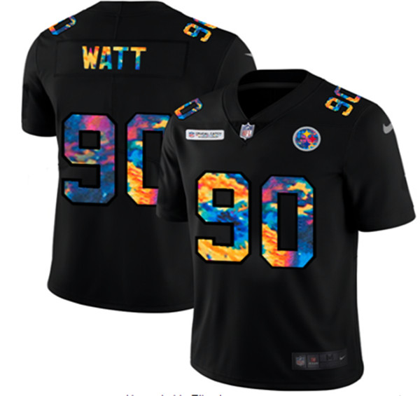 Men's Pittsburgh Steelers #90 T. J. Watt Black NFL 2020 Crucial Catch Limited Stitched Jersey